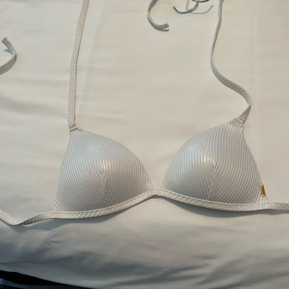 PINK white shimmer Bikini Top